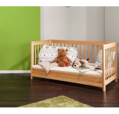 Kinderbett in Erle, mit Umbauset zum "Sofa" umgebaut